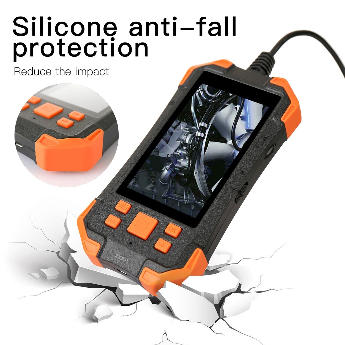4.3 Inch 1080P Industrial Endoscope - 5.5mm Lens, Semi-Rigid Cable, IP67 Waterproof, LED Light, TF Card Slot - Ideal for Auto Repair & Pipeline Inspection
