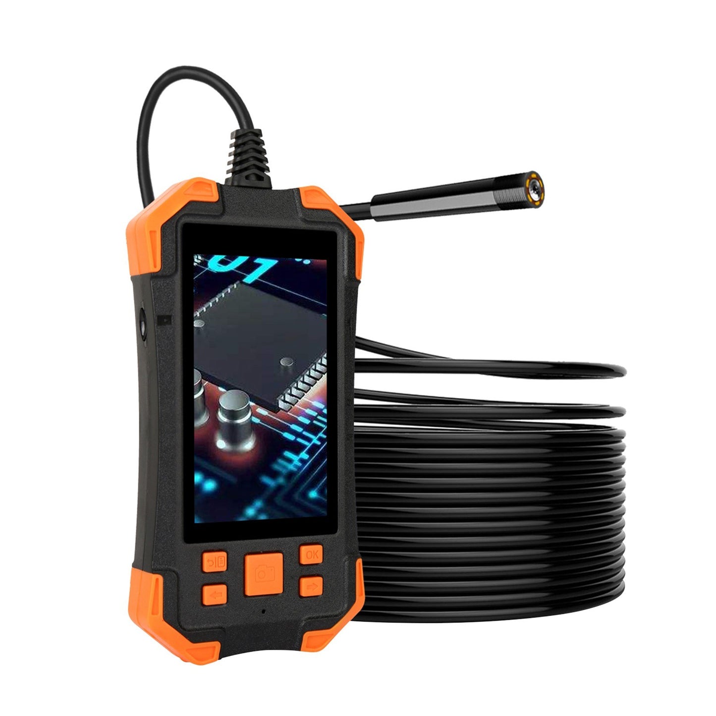 4.3 Inch 1080P Industrial Endoscope - 5.5mm Lens, Semi-Rigid Cable, IP67 Waterproof, LED Light, TF Card Slot - Ideal for Auto Repair & Pipeline Inspection
