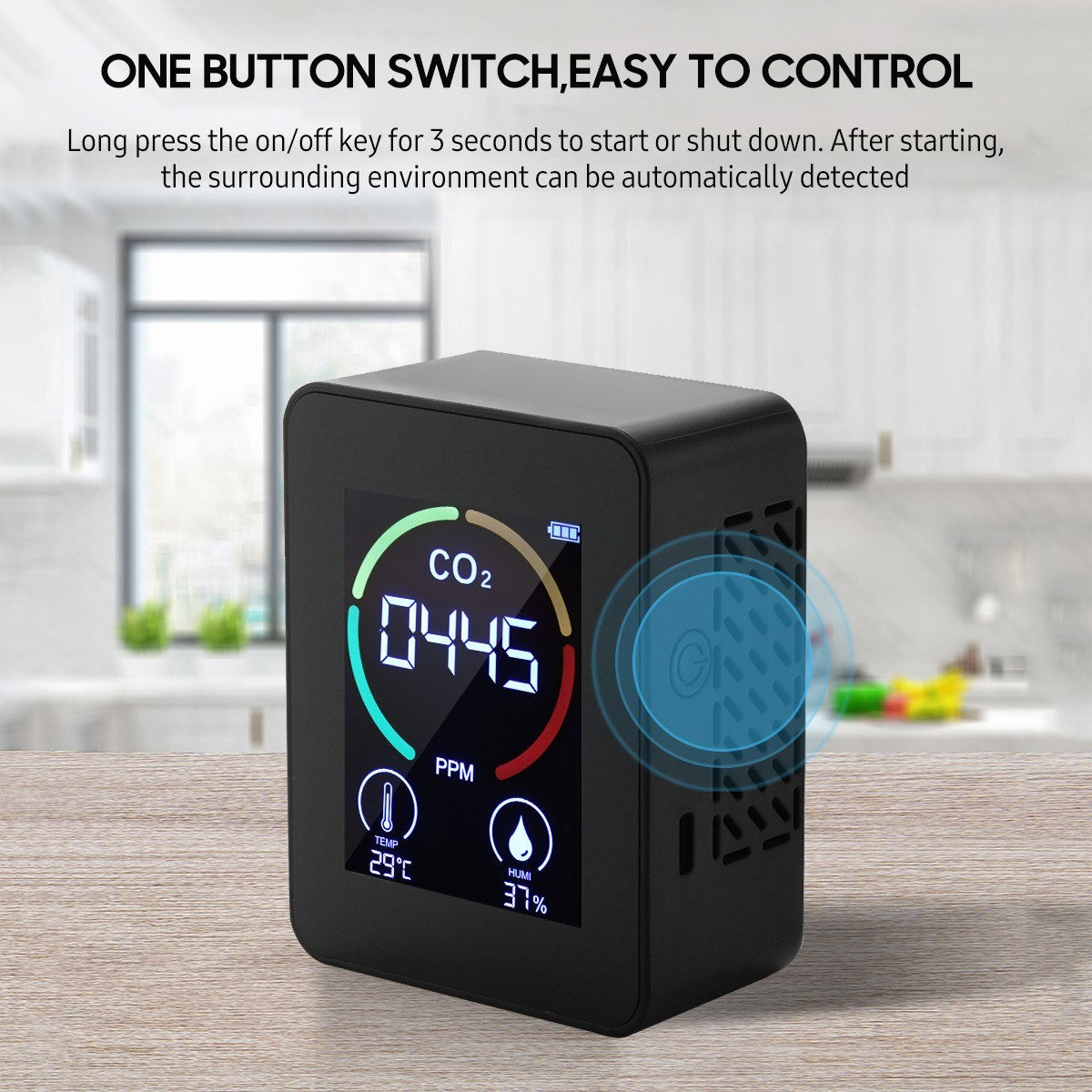 Mini CO2 Detector: 2.8 LCD Air Quality Monitor with Humidity & Temperature Meter, 1200mAh Battery