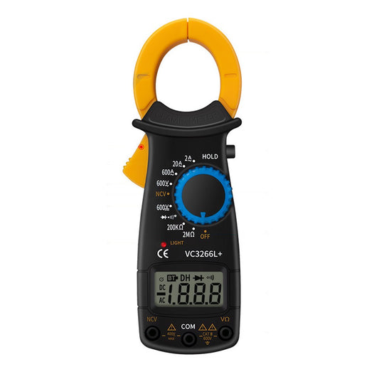 Yellow Digital Clamp Meter Multimeter - Measures Resistance, AC/DC Voltage, Earth, Live Line, Diodes