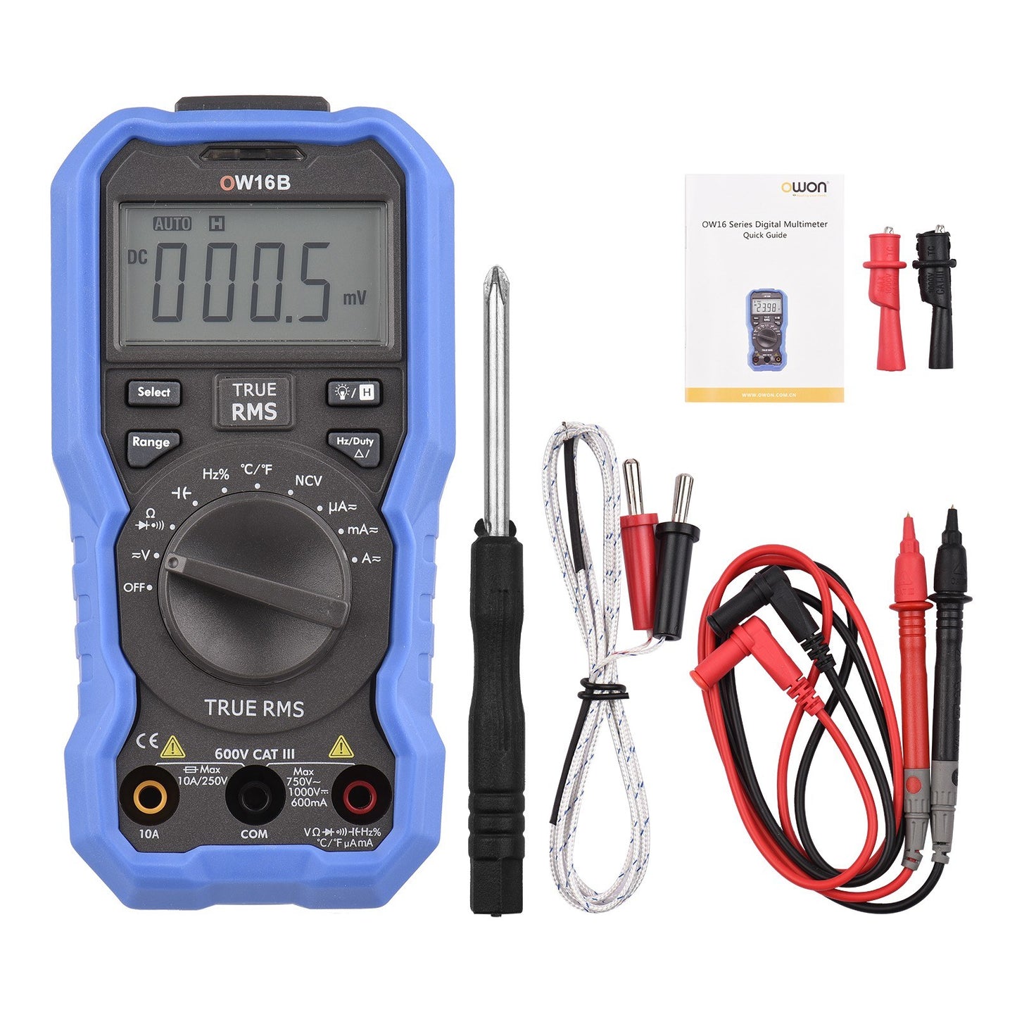 OWON OW16B Bluetooth Digital Multimeter 5999 Counts True RMS Auto-ranging Tester with Backlight, NCV, Temperature, Voltage, Current, Capacitance, Resistance, Frequency, Diode, Continuity