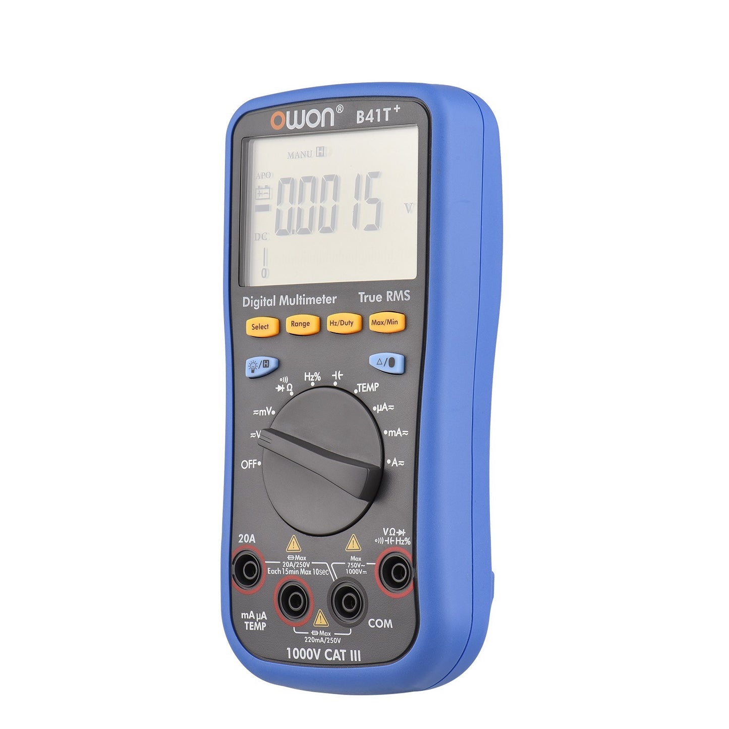 OWON B41T+ Digital Bluetooth Multimeter, 22000 Counts True RMS, Auto-ranging Electrical Tester with Backlit LCD, AC/DC Voltage & Current, Temperature, Continuity, Resistance, Frequency