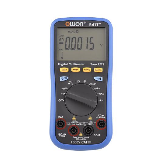 OWON B41T+ Digital Bluetooth Multimeter, 22000 Counts True RMS, Auto-ranging Electrical Tester with Backlit LCD, AC/DC Voltage & Current, Temperature, Continuity, Resistance, Frequency
