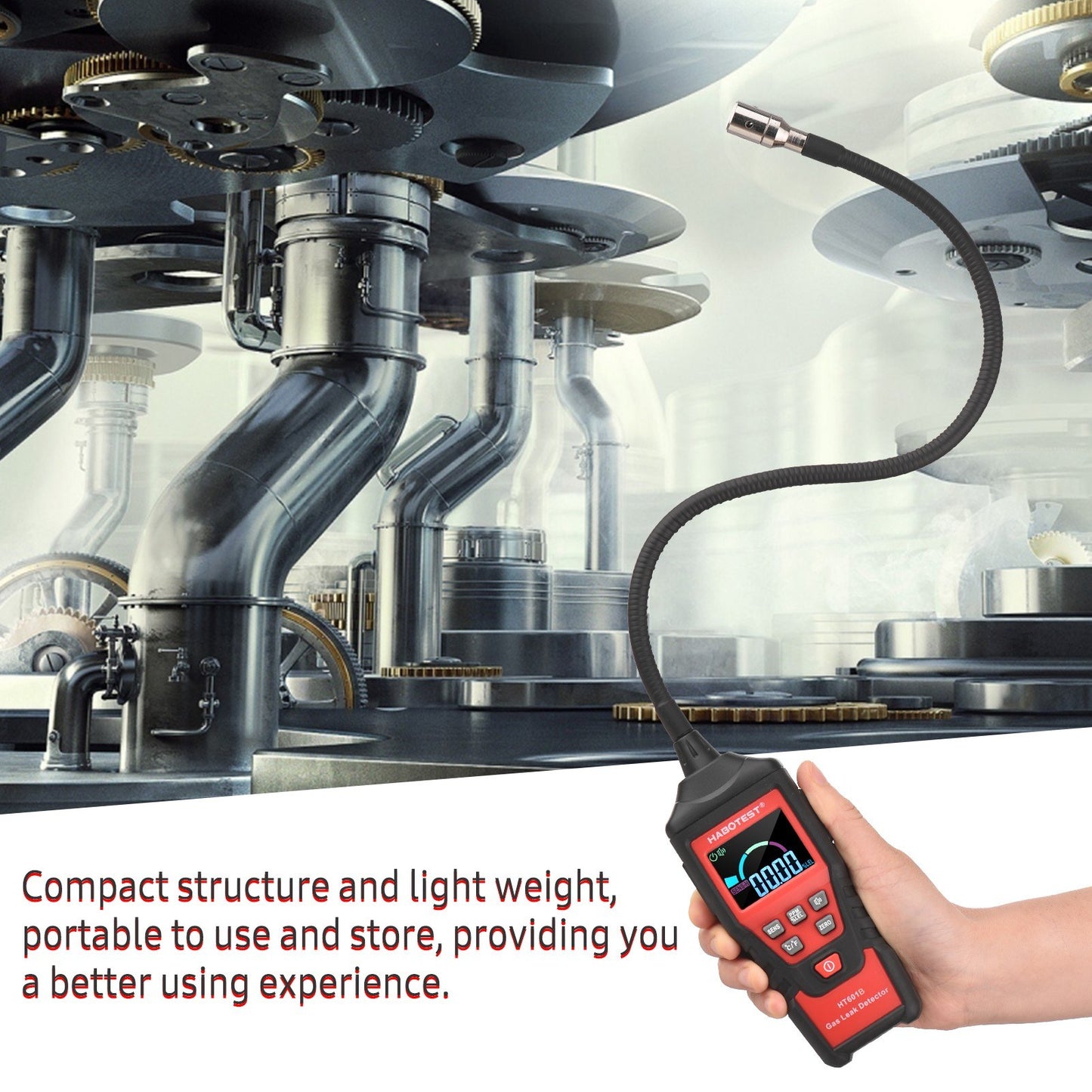 HABOTEST HT601B Portable Gas Leak Detector with Methane Alarm and PPM Meter