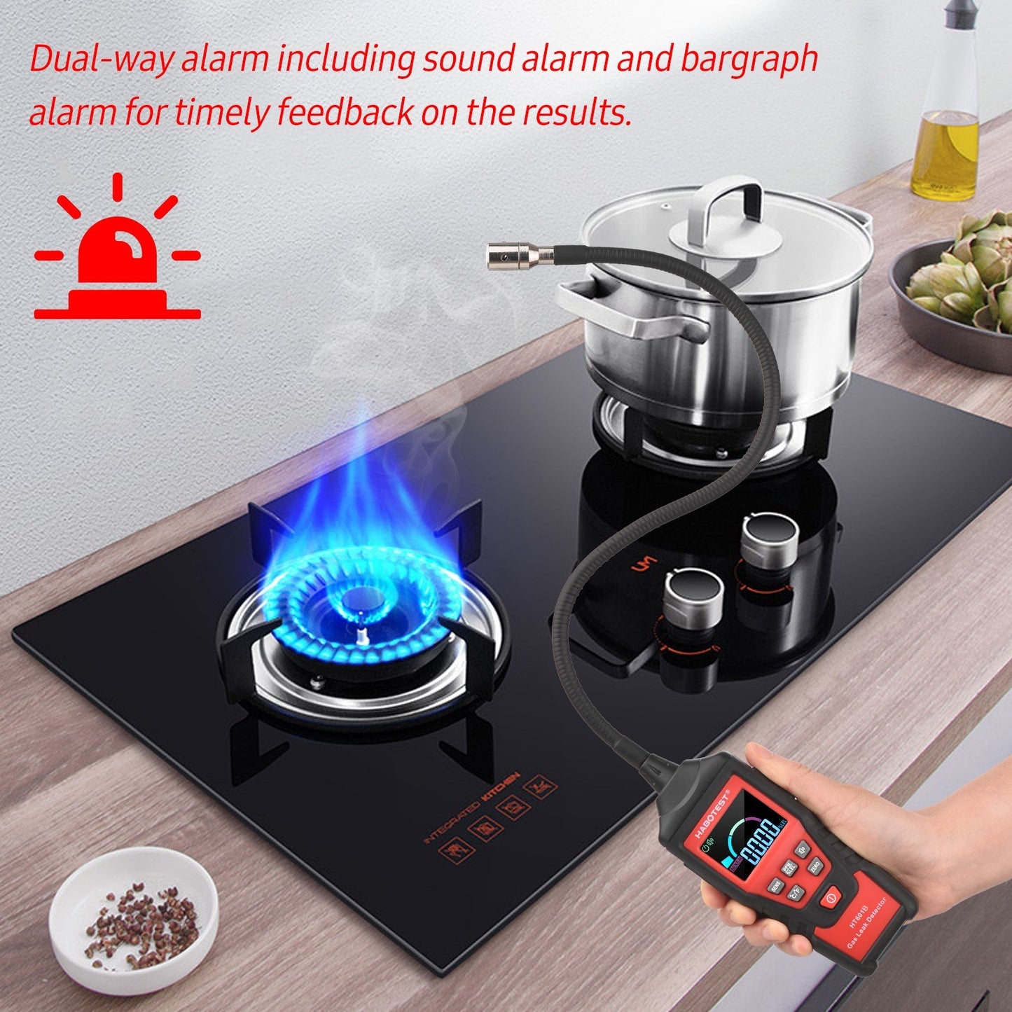 HABOTEST HT601B Portable Gas Leak Detector with Methane Alarm and PPM Meter
