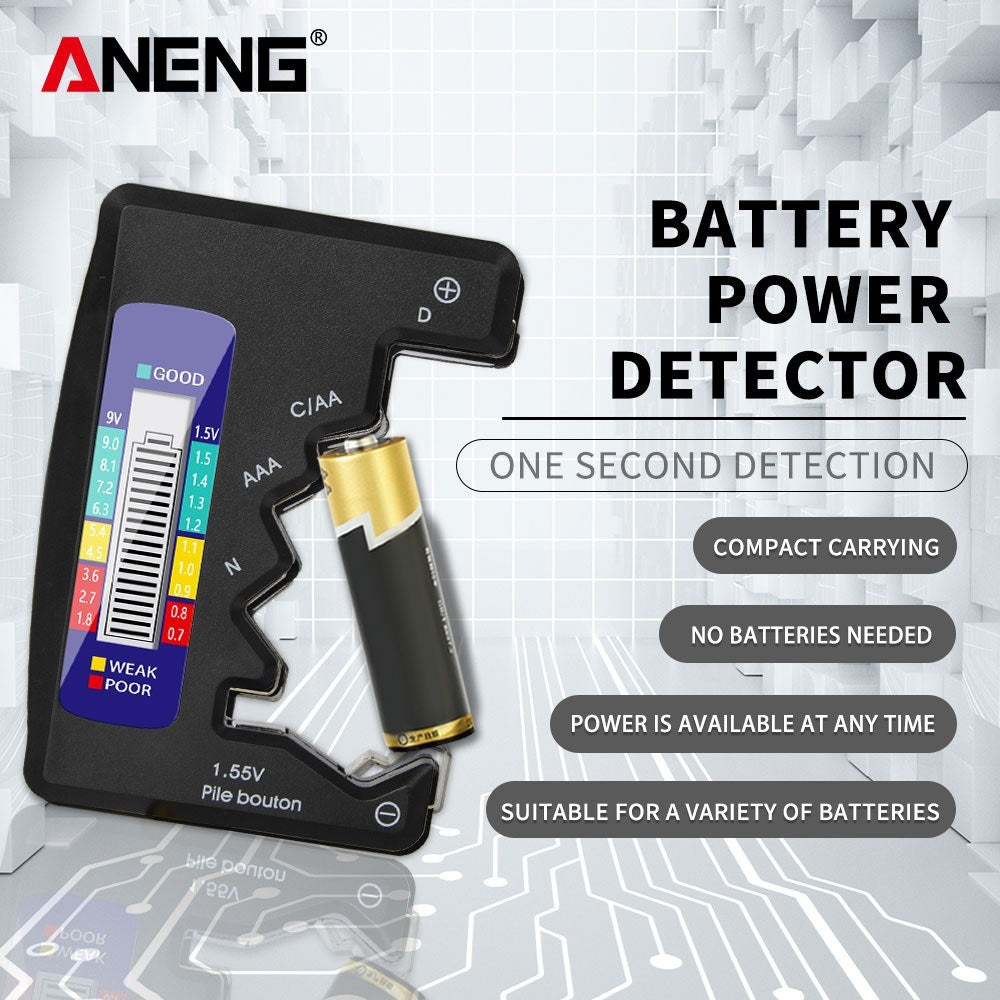 ANENG LCD Battery Tester for C D N AA AAA 9V 1.5V Button Batteries - Household Power Detector