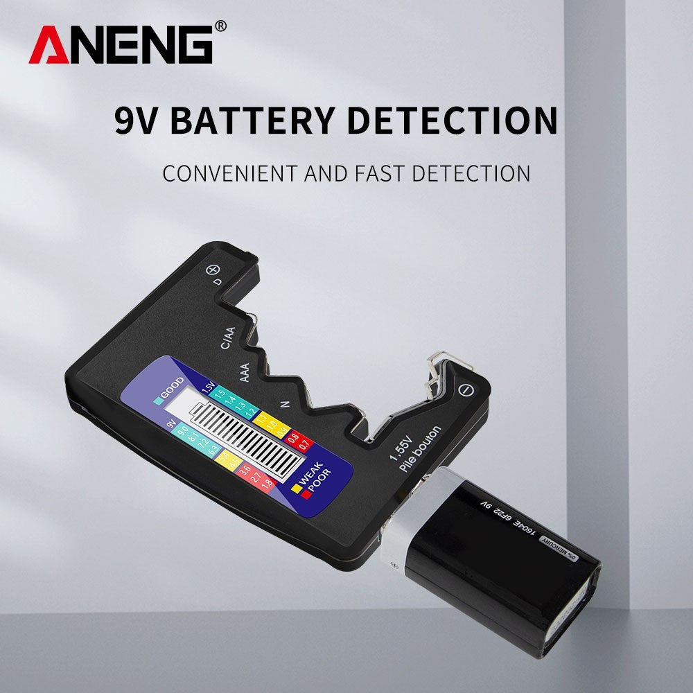 ANENG LCD Battery Tester for C D N AA AAA 9V 1.5V Button Batteries - Household Power Detector