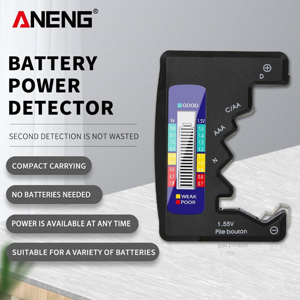 ANENG LCD Battery Tester for C D N AA AAA 9V 1.5V Button Batteries - Household Power Detector