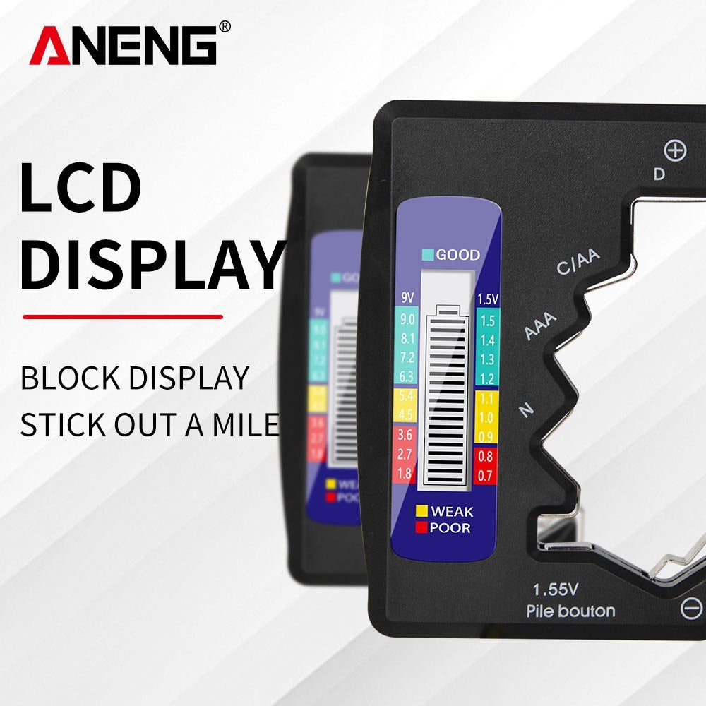 ANENG LCD Battery Tester for C D N AA AAA 9V 1.5V Button Batteries - Household Power Detector