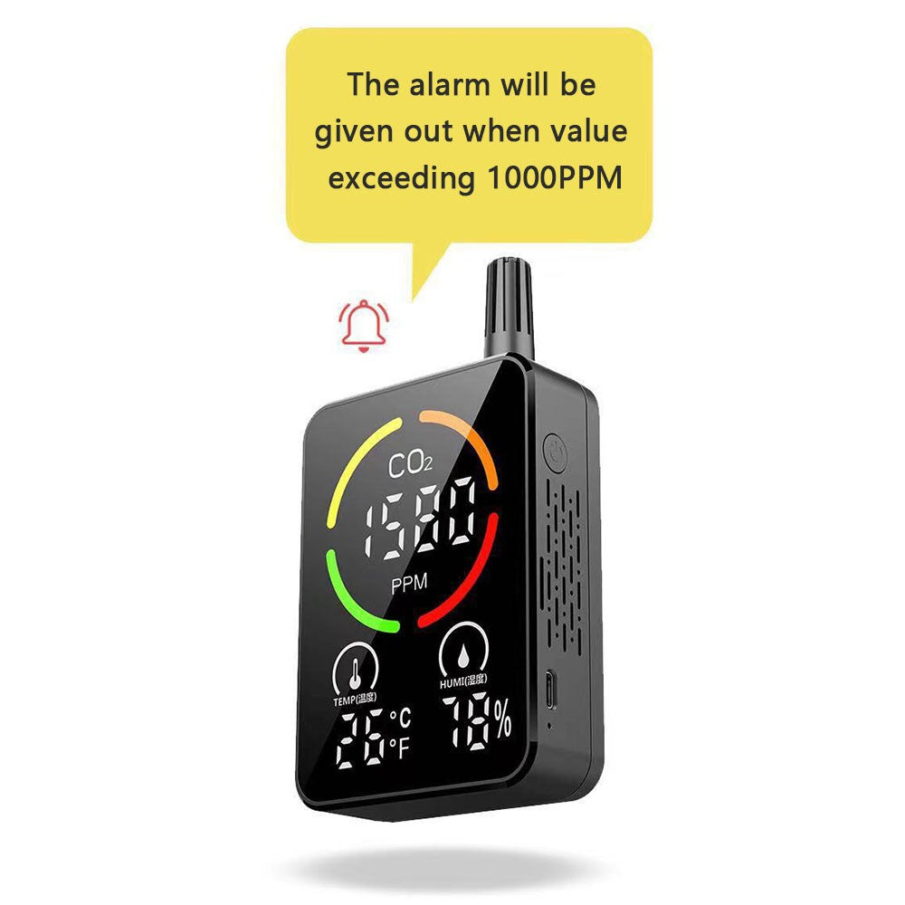 3-in-1 Air Quality Monitor: CO2, Temperature & Humidity Tester with NDIR Sensor and Alarm