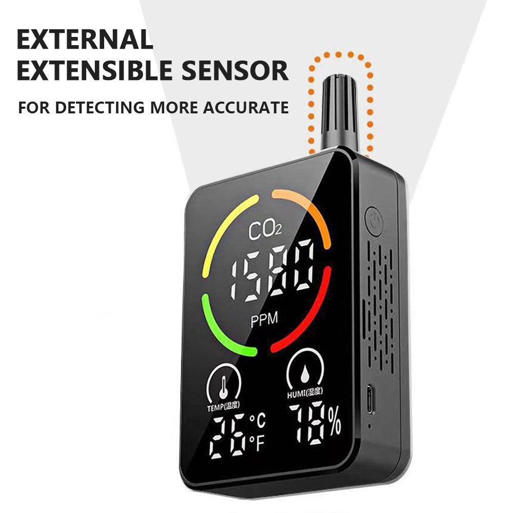 3-in-1 Air Quality Monitor: CO2, Temperature & Humidity Tester with NDIR Sensor and Alarm
