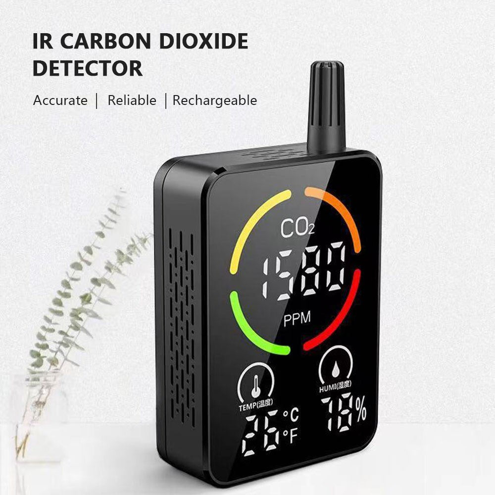 3-in-1 Air Quality Monitor: CO2, Temperature & Humidity Tester with NDIR Sensor and Alarm