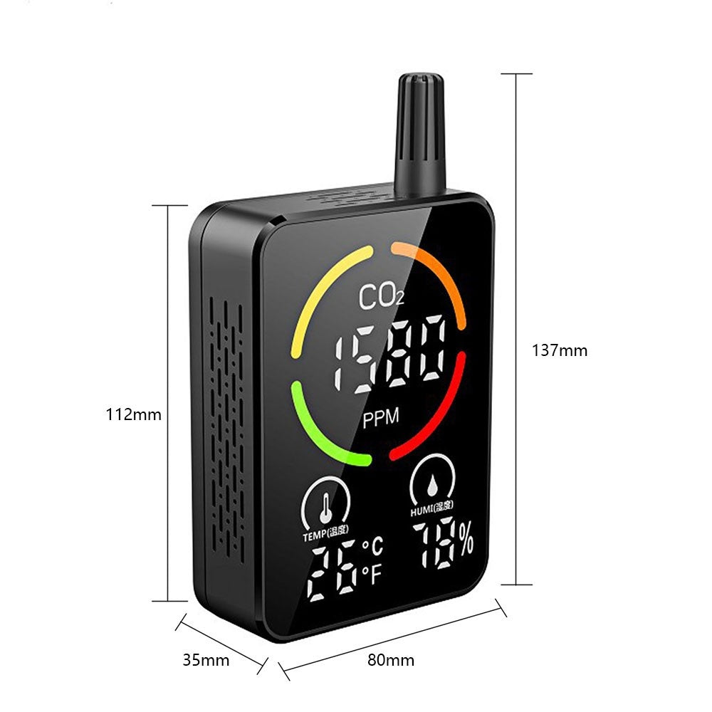 3-in-1 Air Quality Monitor: CO2, Temperature & Humidity Tester with NDIR Sensor and Alarm