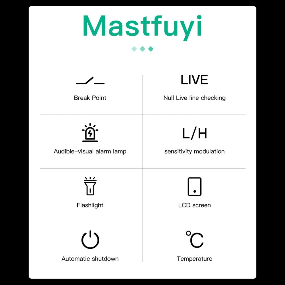Mastfuyi FY18D Non-contact AC Voltage Tester, Dual Range 12V-1000V/48V-1000V, NCV Measuring Pen with LCD Display, Flashlight & Alarm Buzzer