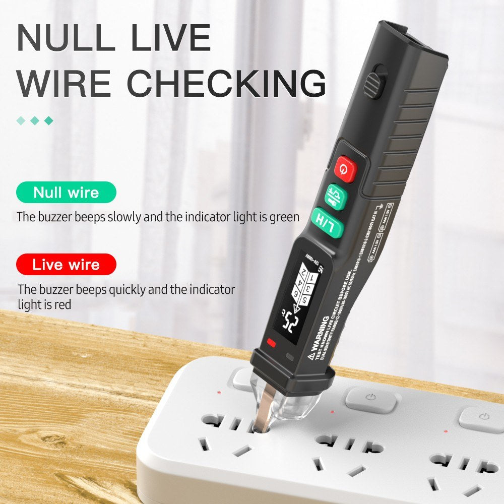 Mastfuyi FY18D Non-contact AC Voltage Tester, Dual Range 12V-1000V/48V-1000V, NCV Measuring Pen with LCD Display, Flashlight & Alarm Buzzer