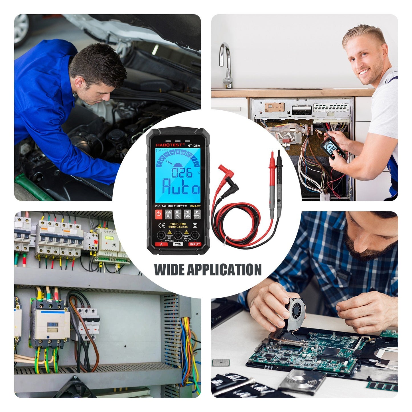 Smart Digital Multimeter 6000 Counts True RMS Auto-ranging, Color Screen - HABOTEST HT126B