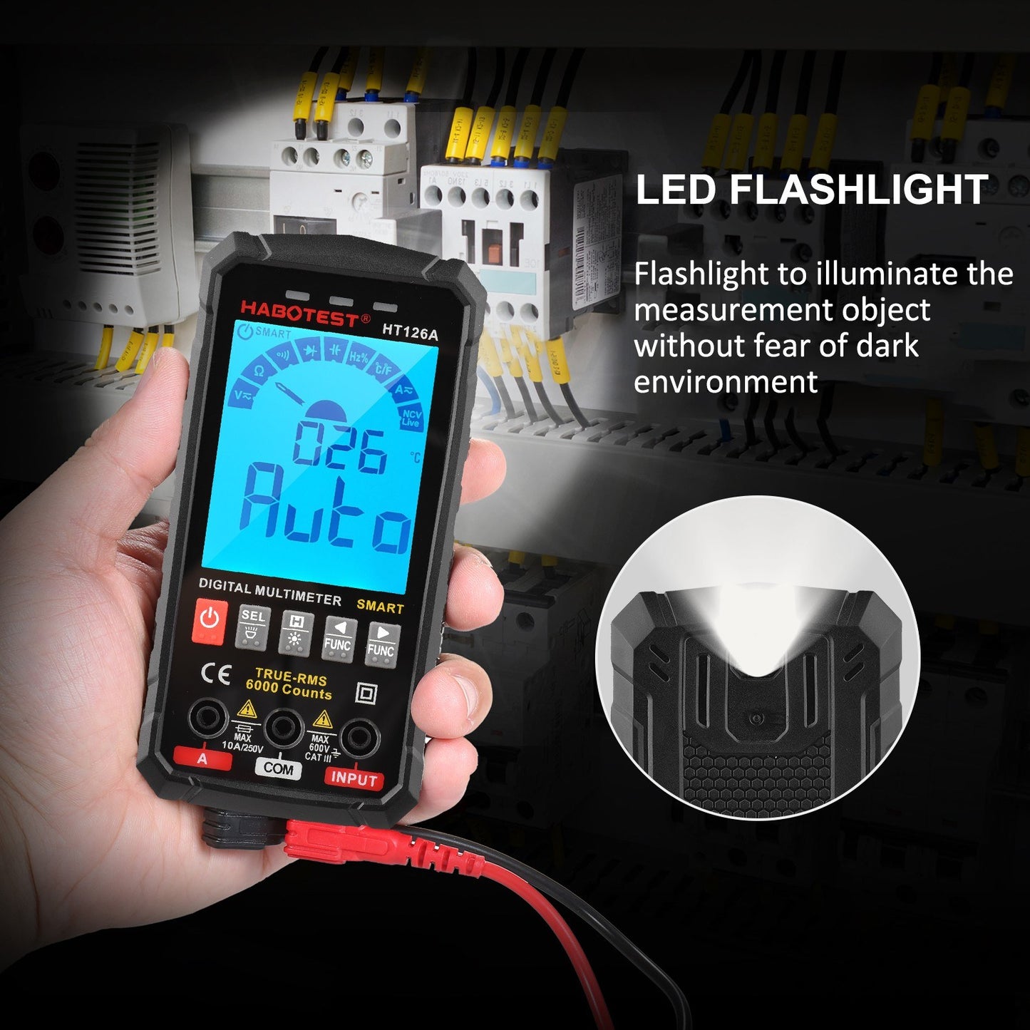 Smart Digital Multimeter 6000 Counts True RMS Auto-ranging, Color Screen - HABOTEST HT126B