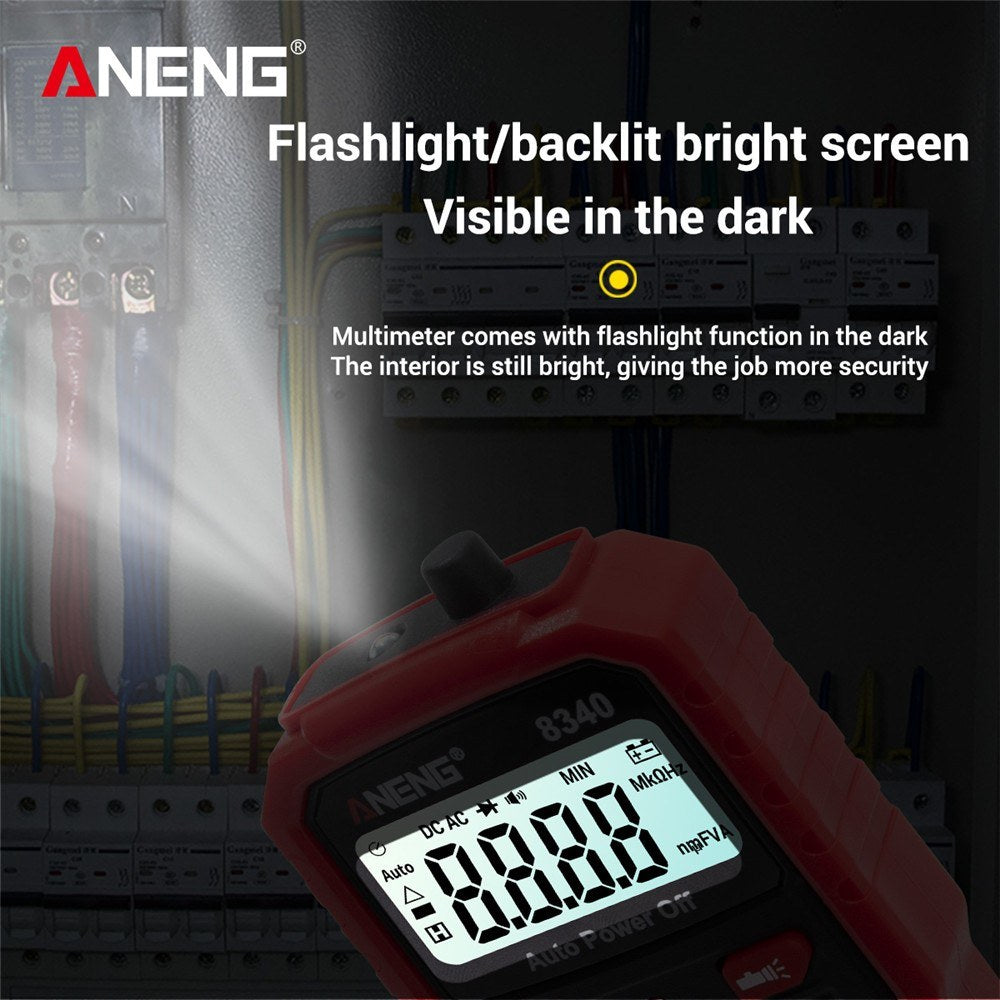 ANENG 8340 Smart Digital Multimeter - 1999 Counts, Auto Recognition, Backlit Screen, NCV Induction, AC/DC Voltage & Resistance Tester
