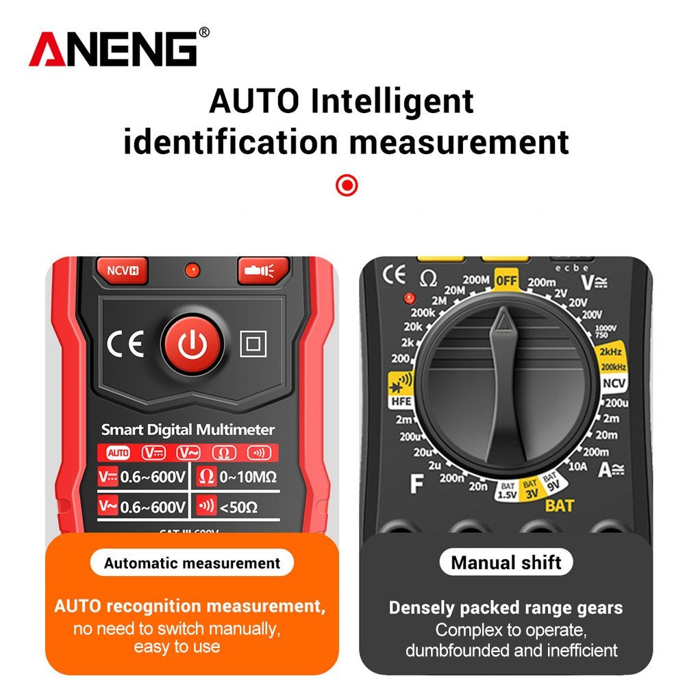 ANENG 8340 Smart Digital Multimeter - 1999 Counts, Auto Recognition, Backlit Screen, NCV Induction, AC/DC Voltage & Resistance Tester