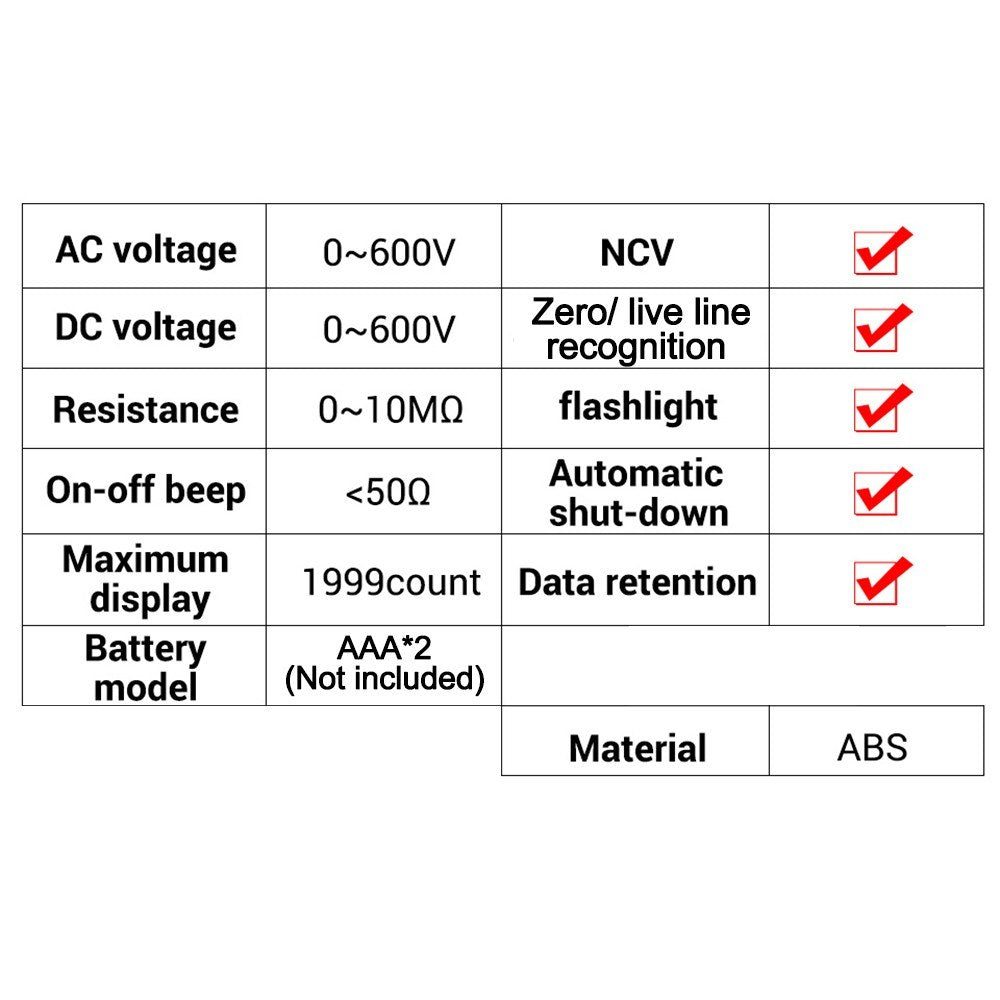 ANENG 8340 Smart Digital Multimeter - 1999 Counts, Auto Recognition, Backlit Screen, NCV Induction, AC/DC Voltage & Resistance Tester