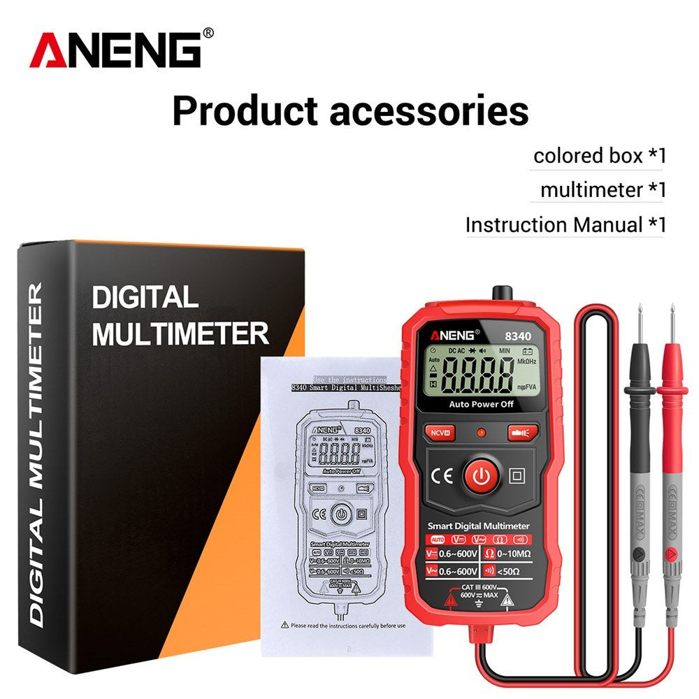 ANENG 8340 Smart Digital Multimeter - 1999 Counts, Auto Recognition, Backlit Screen, NCV Induction, AC/DC Voltage & Resistance Tester