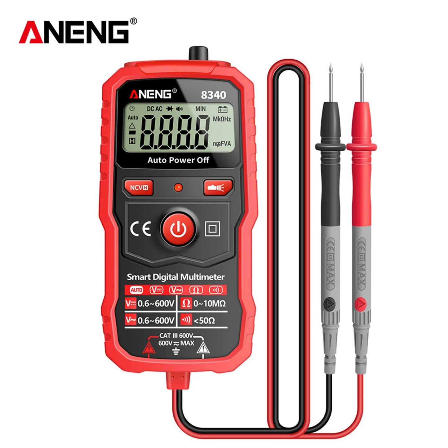 ANENG 8340 Smart Digital Multimeter - 1999 Counts, Auto Recognition, Backlit Screen, NCV Induction, AC/DC Voltage & Resistance Tester