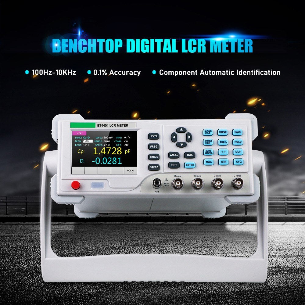 High Precision Benchtop Digital LCR Meter 100Hz-10KHz, 0.1% Accuracy with 3.5-inch LCD Display for Resistance, Inductance, Capacitance Testing