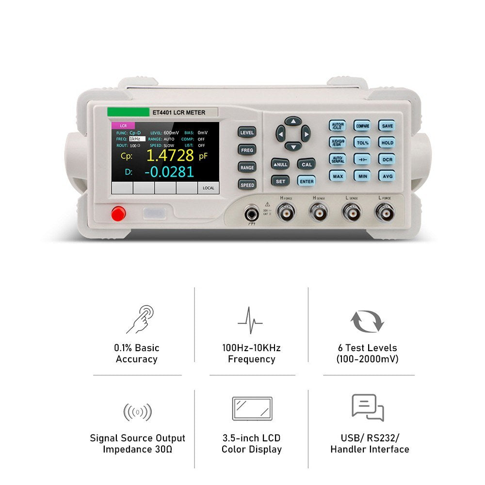 High Precision Benchtop Digital LCR Meter 100Hz-10KHz, 0.1% Accuracy with 3.5-inch LCD Display for Resistance, Inductance, Capacitance Testing