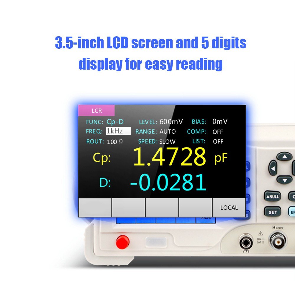High Precision Benchtop Digital LCR Meter 100Hz-10KHz, 0.1% Accuracy with 3.5-inch LCD Display for Resistance, Inductance, Capacitance Testing
