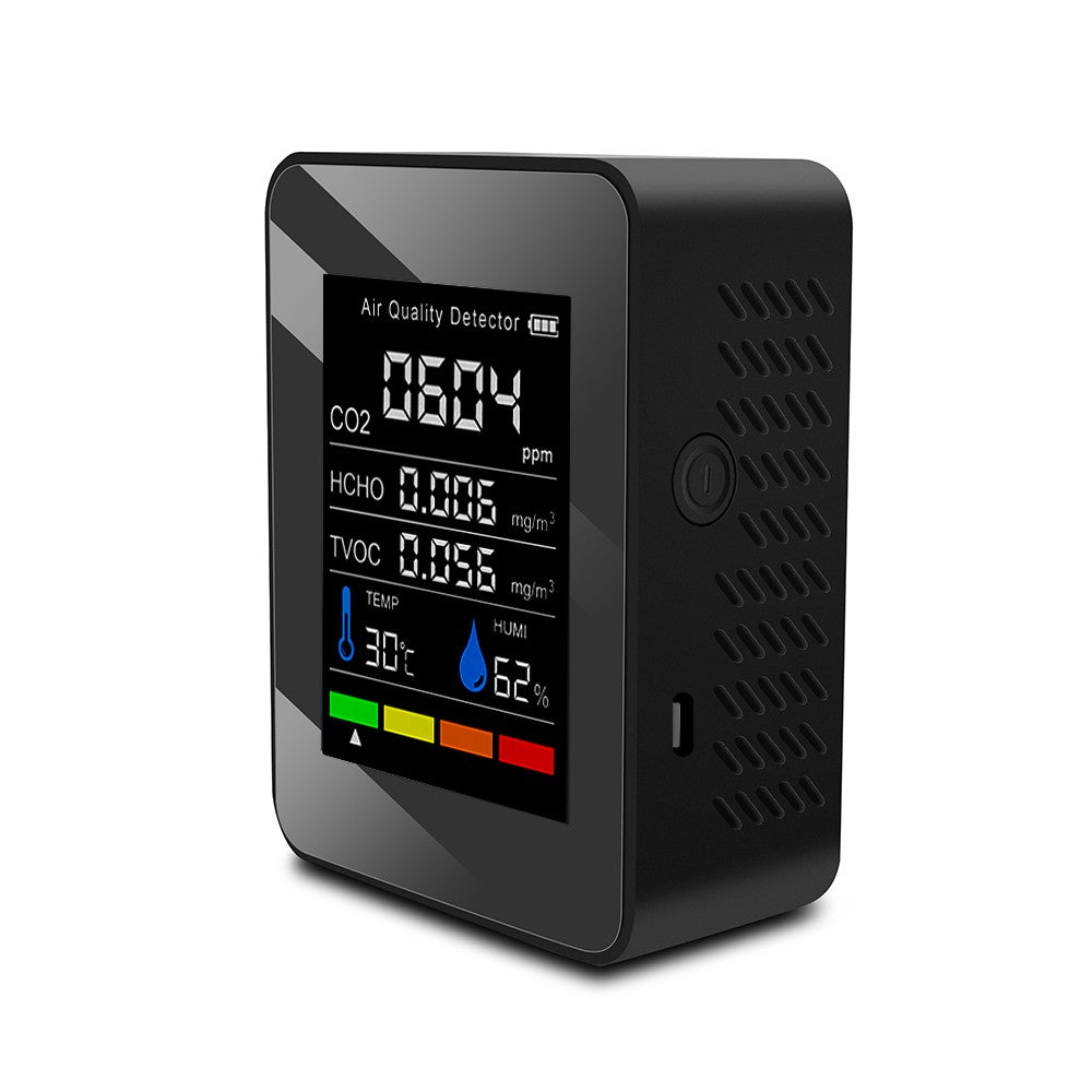 Multifunctional Air Quality Detector: CO2, TVOC, HCHO, Temperature & Humidity Display with Alarm