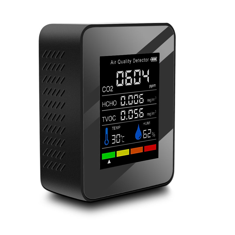 Multifunctional Air Quality Detector: CO2, TVOC, HCHO, Temperature & Humidity Display with Alarm