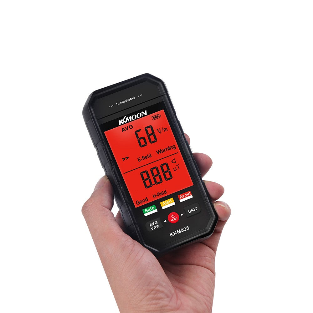 KKmoon Handheld EMF Radiation Detector, Large LCD, Data Hold, Alarm, 3-Color Indicator for Electric & Magnetic Fields, Multi-Function for Home, Office, Outdoor Use