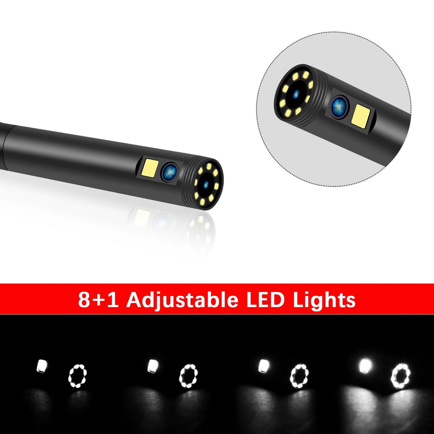 8mm Industrial Endoscope with HD 1080P Camera, Waterproof LED, 4.3 Screen Borescope for Automotive Inspection