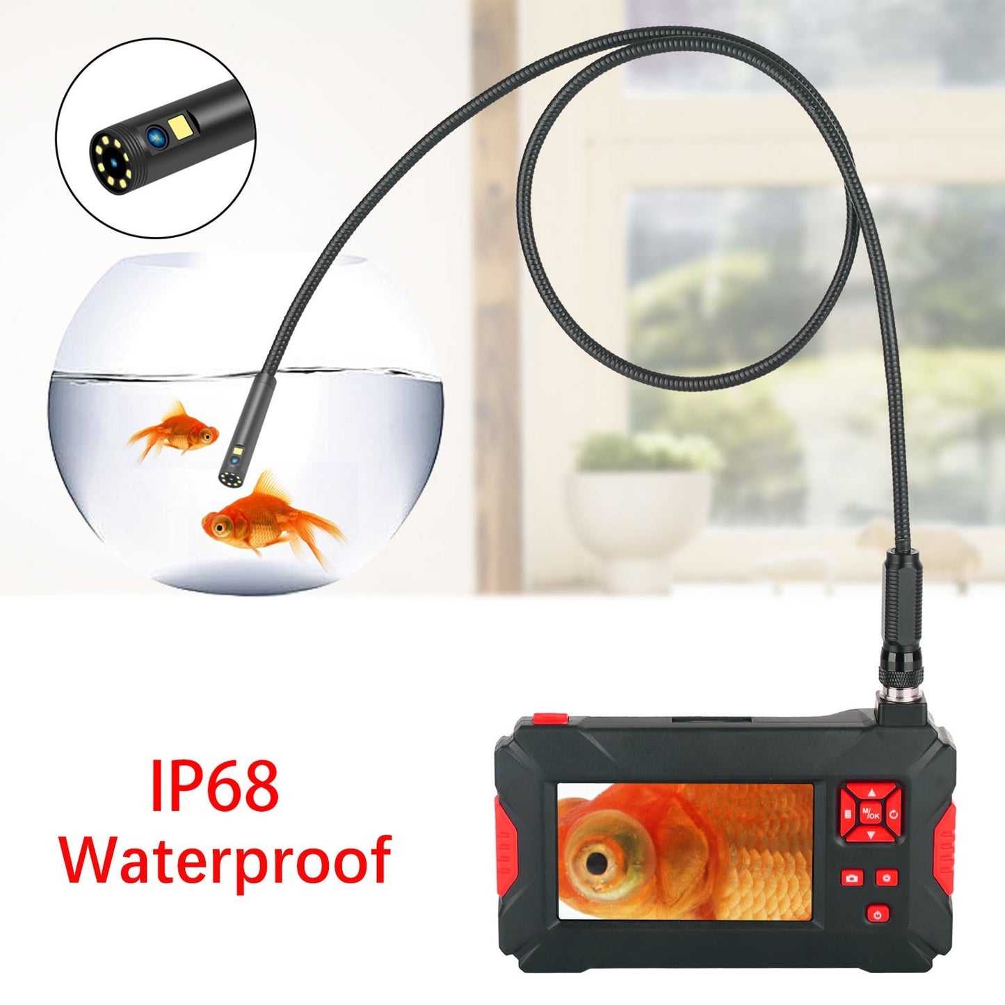 8mm Industrial Endoscope with HD 1080P Camera, Waterproof LED, 4.3 Screen Borescope for Automotive Inspection
