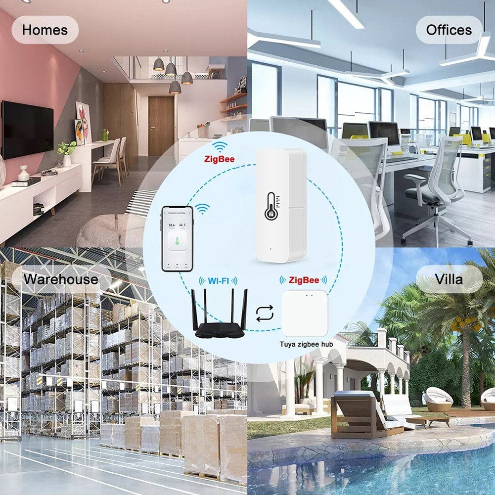Tuya ZigBee Smart Temperature & Humidity Sensor, Real-time Monitoring, Alexa & Google Home Compatible, Gateway Required