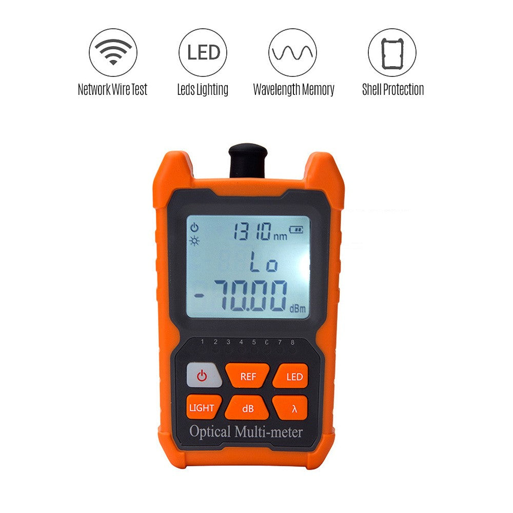 High-Precision Portable LED Fiber Optic Power Meter & Network Cable Tester