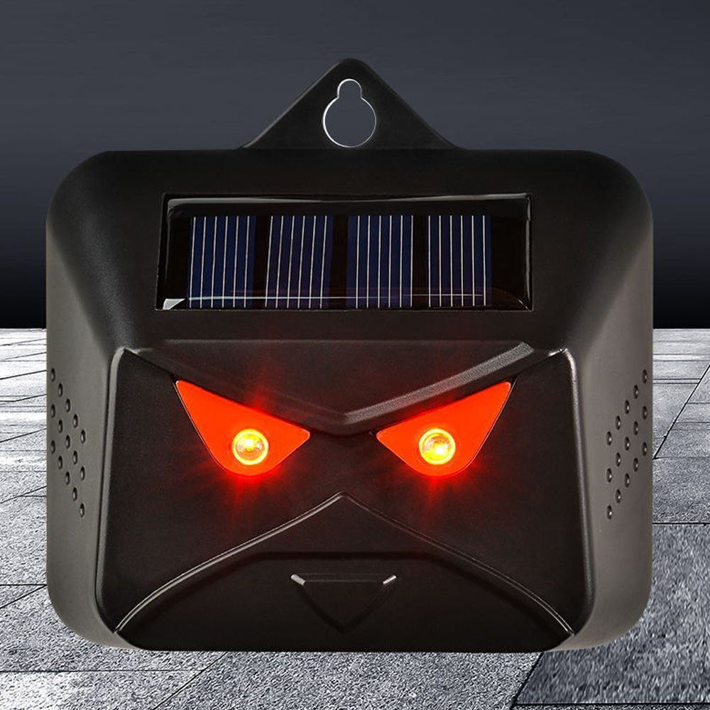 Dual-Powered Animal Repeller with Multi-Silicon Solar Panel & Flashing Red LED
