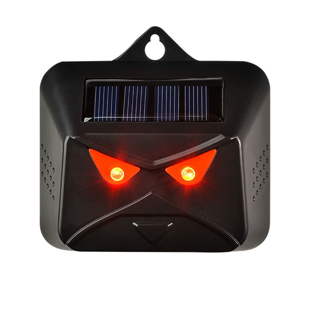 Dual-Powered Animal Repeller with Multi-Silicon Solar Panel & Flashing Red LED