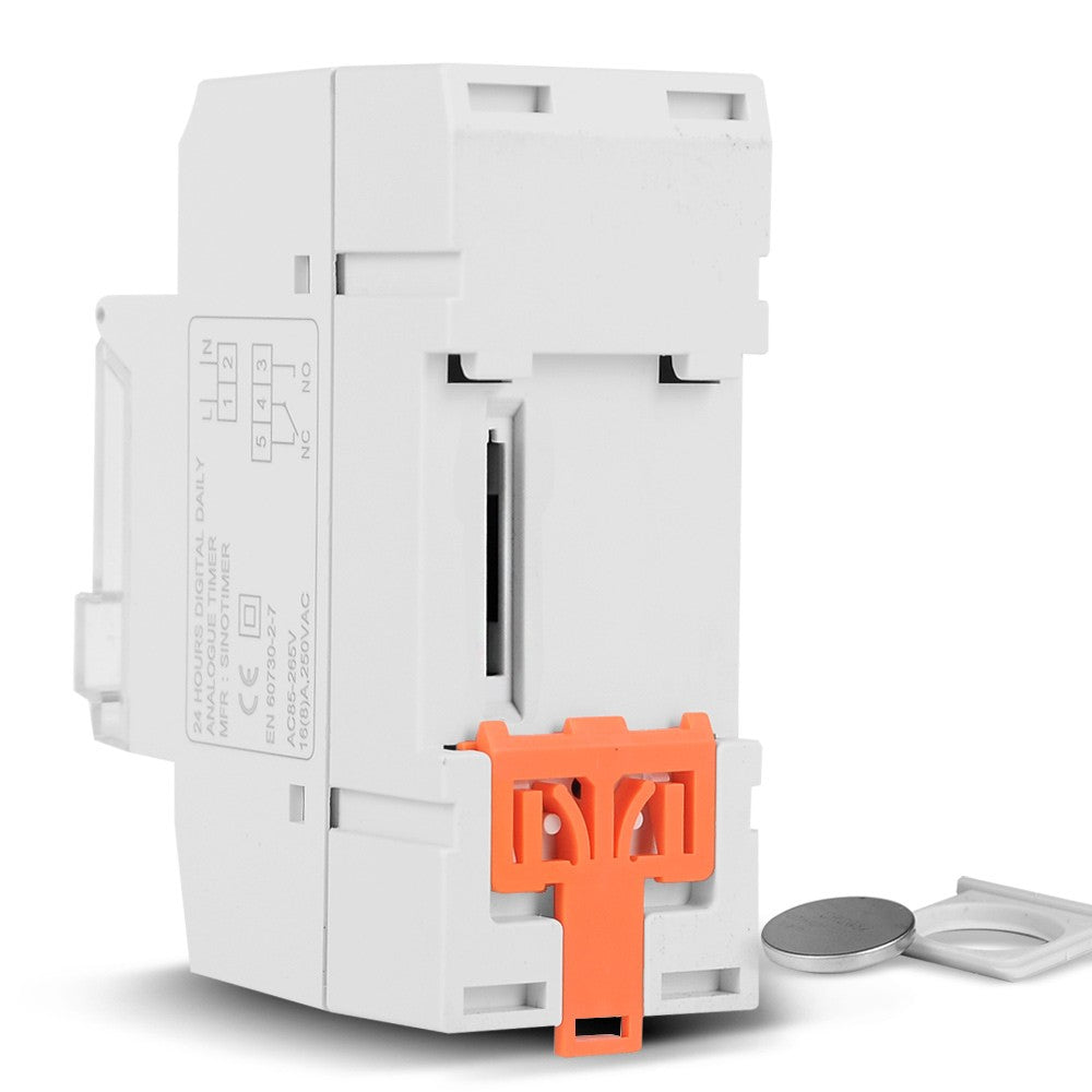 24-Hour Digital LCD Programmable Timer Switch, 85-265V Din Rail, 15-Minute Intervals
