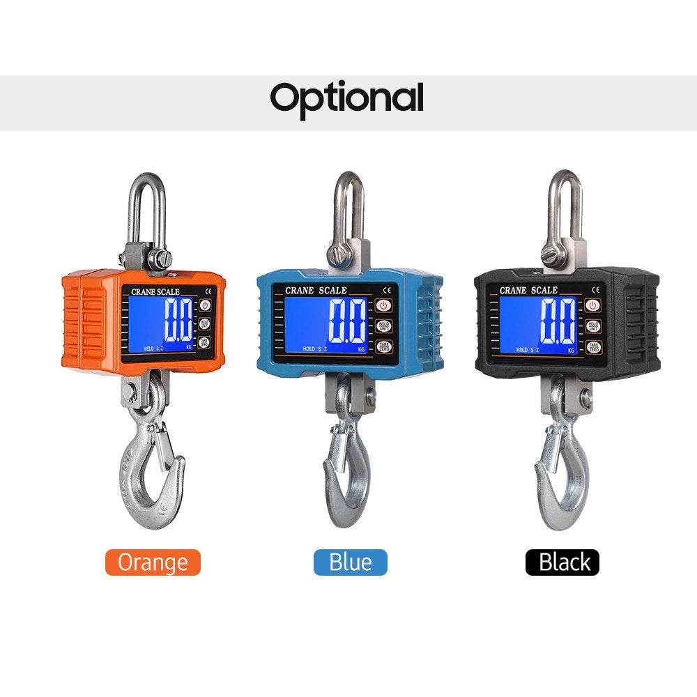 Heavy Duty Digital Crane Scale 1000kg/2204lbs, Portable LCD Backlight Industrial Hook with Unit Change, Data Hold, Tare, Zero - Ideal for Construction, Travel, Market, Fishing, Outdoor Work