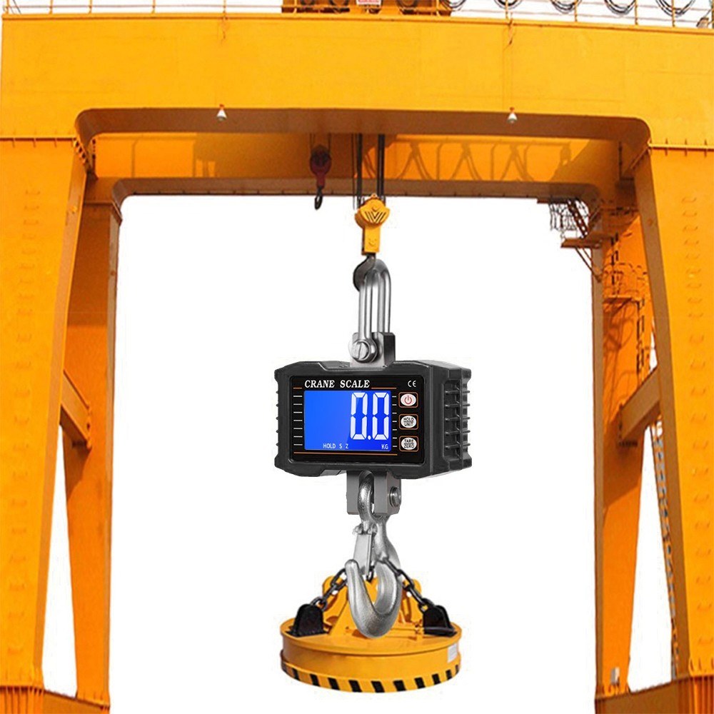 Heavy Duty Digital Crane Scale 1000kg/2204lbs, Portable LCD Backlight Industrial Hook with Unit Change, Data Hold, Tare, Zero - Ideal for Construction, Travel, Market, Fishing, Outdoor Work