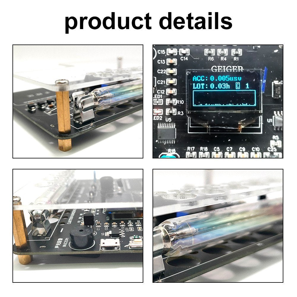 DIY Geiger Counter Kit: Portable Nuclear Radiation Detector with OLED Display for X-ray, Gamma, Beta Rays, Iodine 131