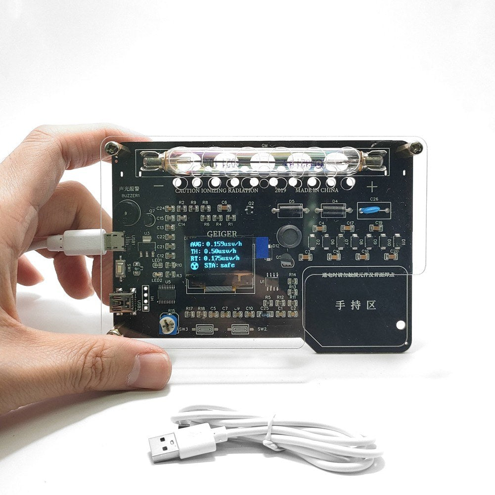 DIY Geiger Counter Kit: Portable Nuclear Radiation Detector with OLED Display for X-ray, Gamma, Beta Rays, Iodine 131