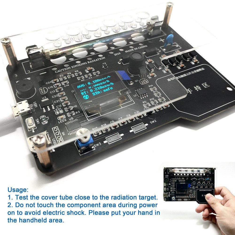 DIY Geiger Counter Kit: Portable Nuclear Radiation Detector with OLED Display for X-ray, Gamma, Beta Rays, Iodine 131