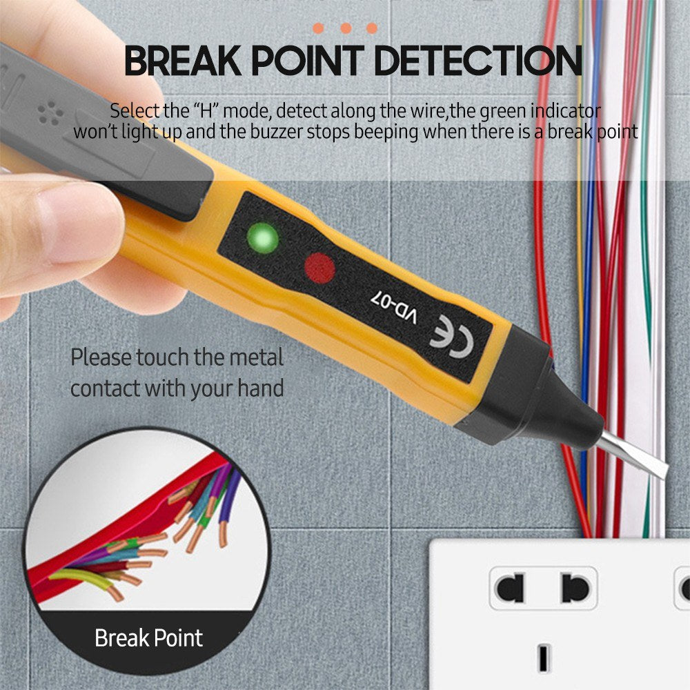 Portable Non-Contact AC Voltage Tester Pen 70-250V with Sound & Light Alarm, Zero/Live Wire Detection, Breakpoint Detection, Battery Checker