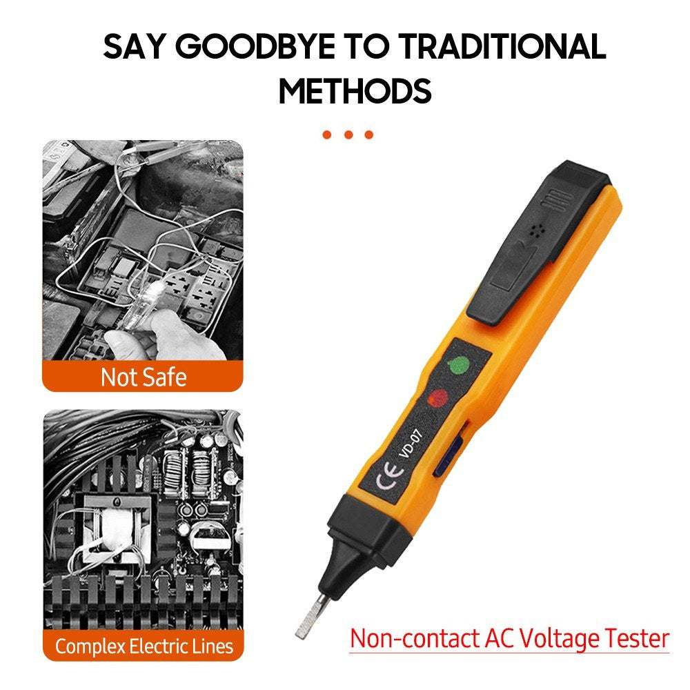 Portable Non-Contact AC Voltage Tester Pen 70-250V with Sound & Light Alarm, Zero/Live Wire Detection, Breakpoint Detection, Battery Checker