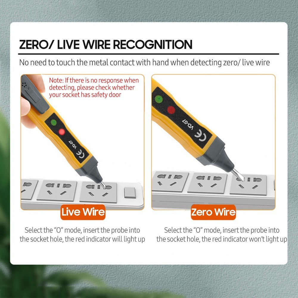 Portable Non-Contact AC Voltage Tester Pen 70-250V with Sound & Light Alarm, Zero/Live Wire Detection, Breakpoint Detection, Battery Checker