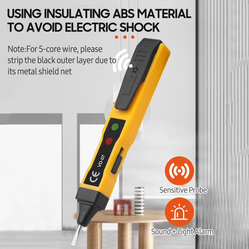 Portable Non-Contact AC Voltage Tester Pen 70-250V with Sound & Light Alarm, Zero/Live Wire Detection, Breakpoint Detection, Battery Checker