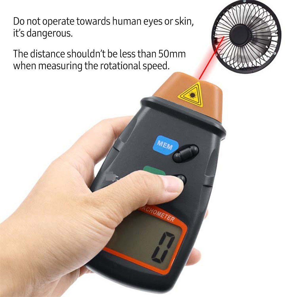 Non-Contact Handheld Digital Laser Tachometer 2.5-99999RPM with Carrying Bag for Motors, Fans, Washing Machines, Automobiles