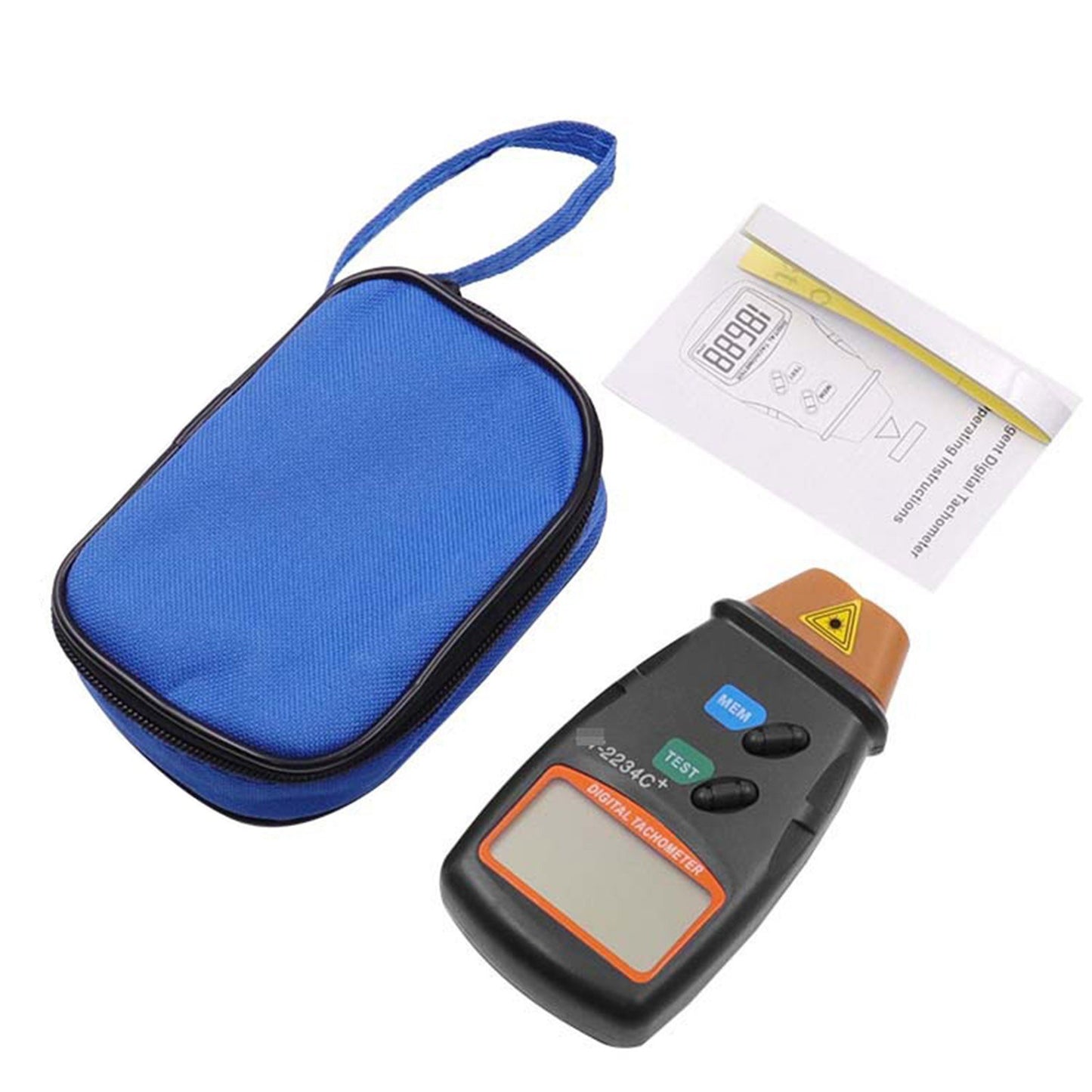 Non-Contact Handheld Digital Laser Tachometer 2.5-99999RPM with Carrying Bag for Motors, Fans, Washing Machines, Automobiles